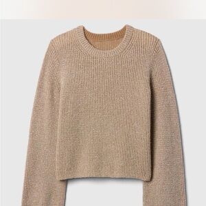 GAP Tan Crew Neck Sweater Ribbed Knit
